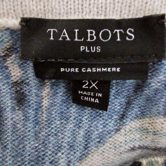 Talbots Pure Cashmere Peacock Feather Crew Neck Sweater Sz 2X - Picture 4 of 5
